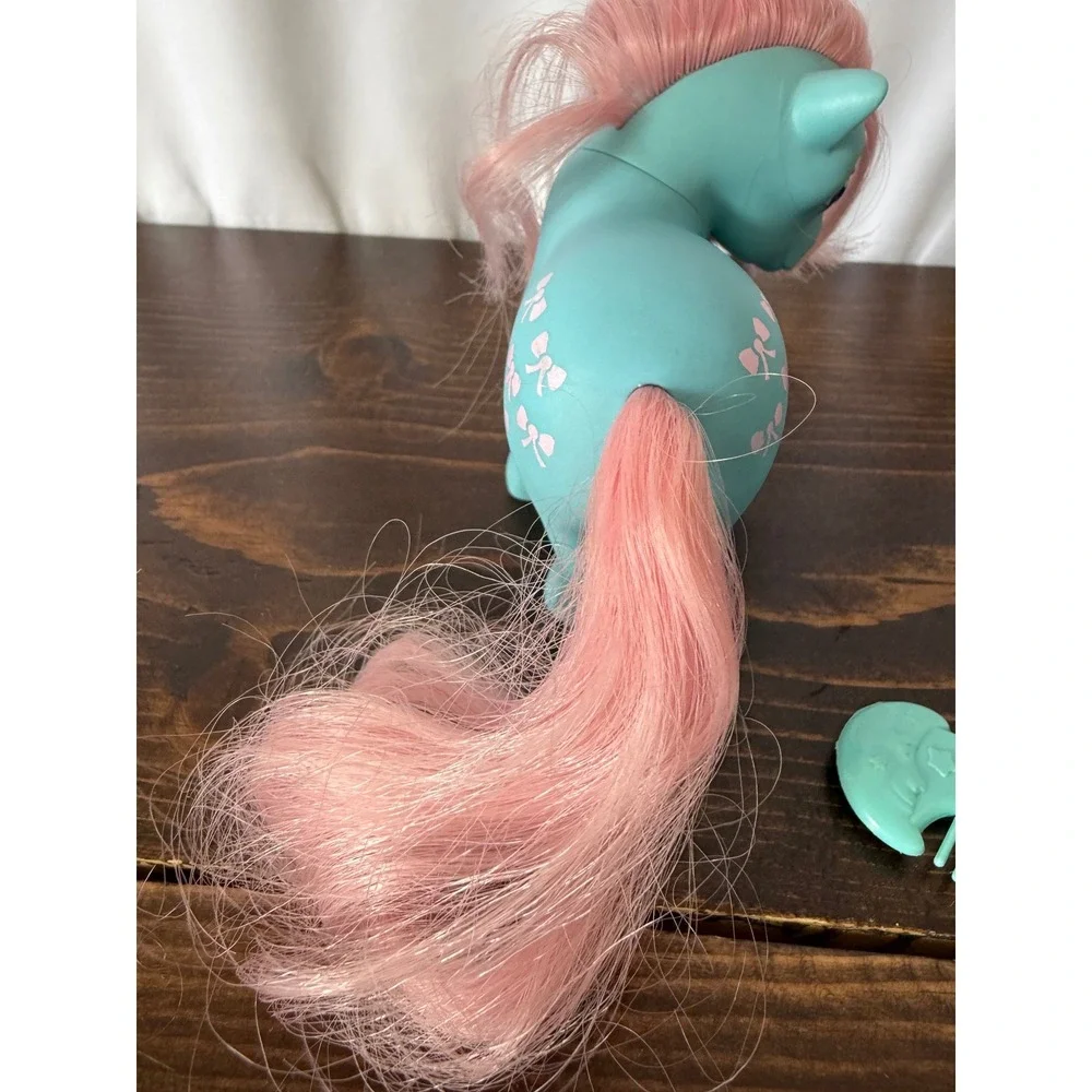 Vintage 1983 My Little Pony G1 Bow Tie Aqua Blue Pink Hair with Comb Hasbro‎